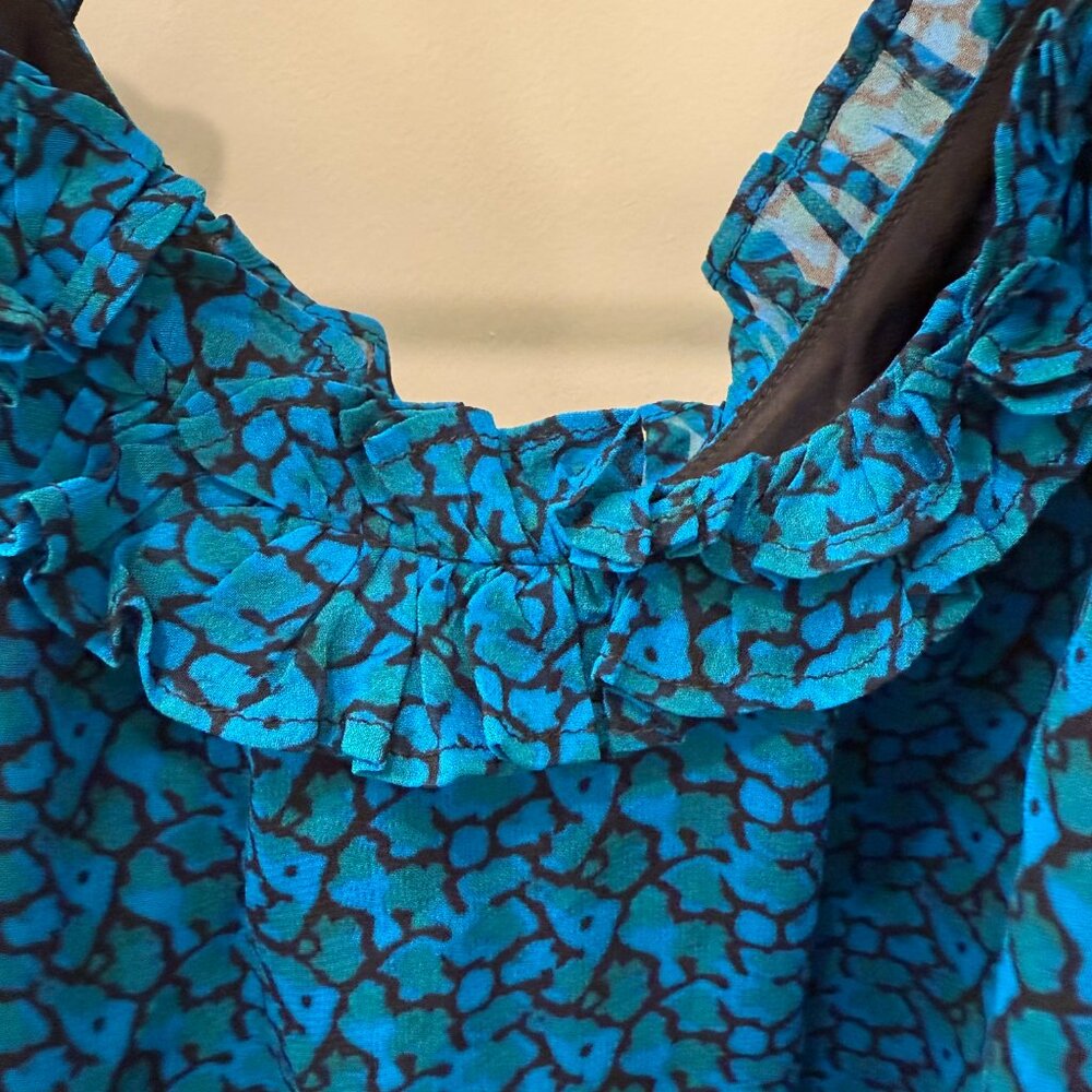 Karina Grimaldi Blue Patterned Cold Shoulder Blou… - image 3